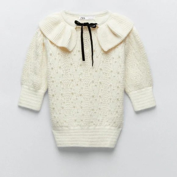 ZARA Knit Sweater With Pearls - Picture 2 of 6